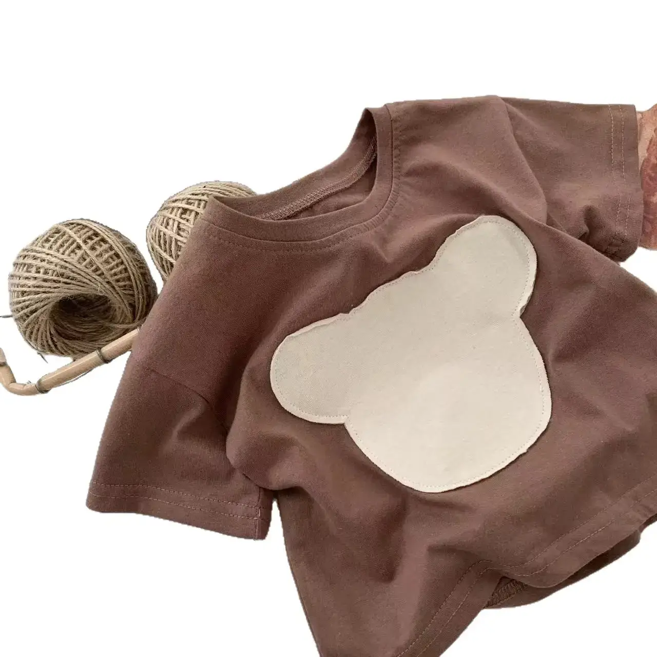 Brown Heart Print Kids T-Shirt Half Sleeve Summer Casual - Image 8