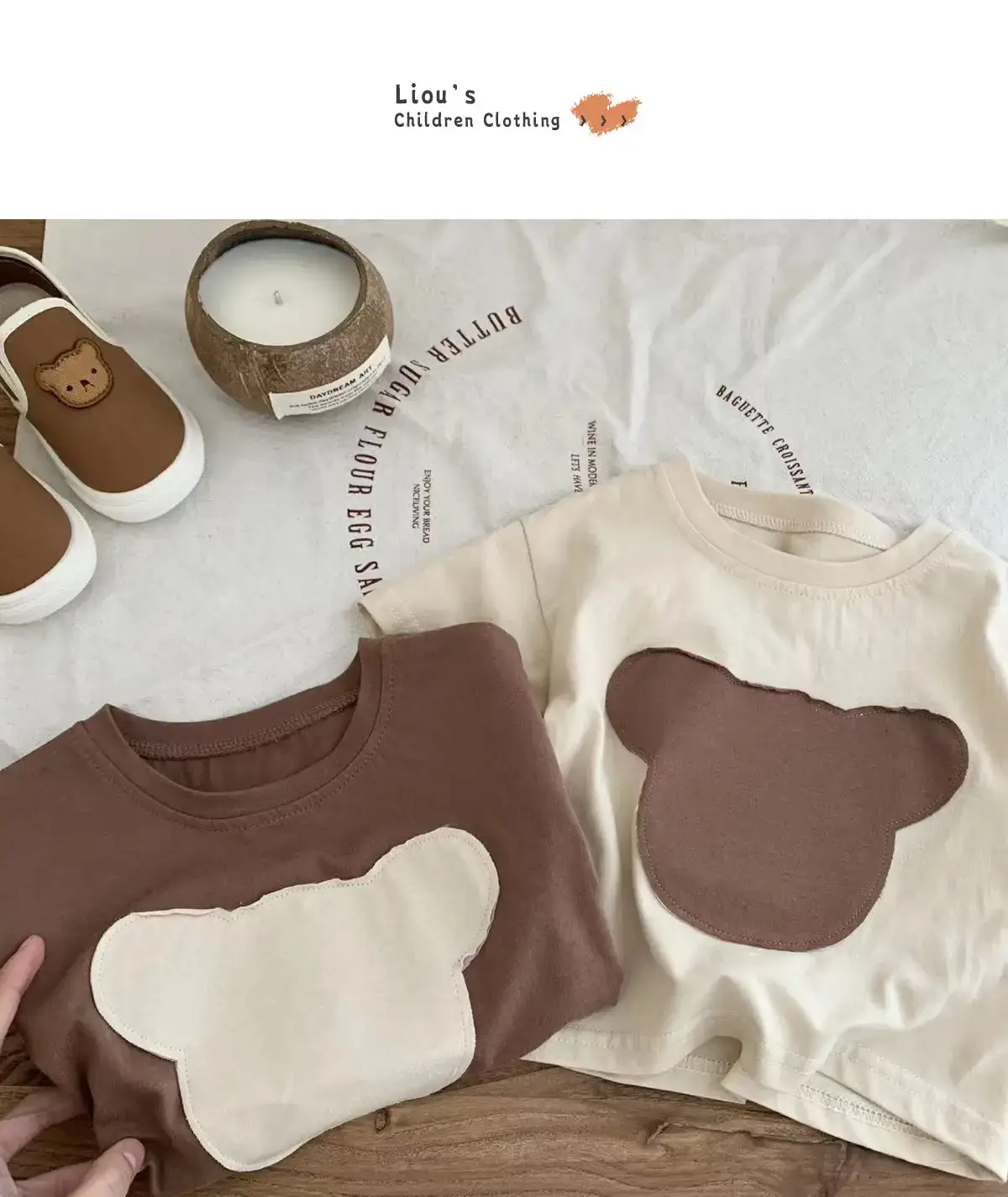 Brown Heart Print Kids T-Shirt Half Sleeve Summer Casual — feature 13