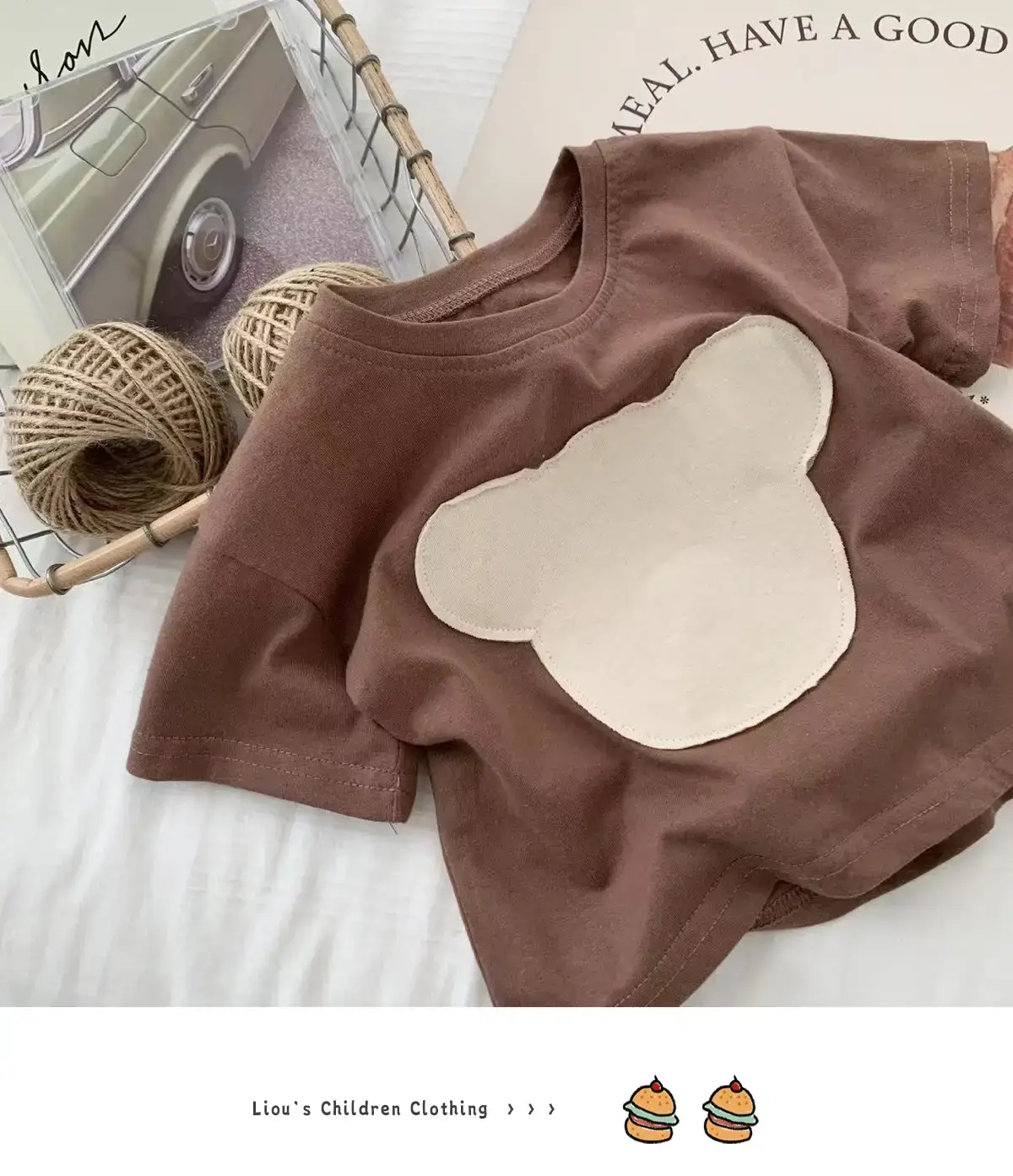 Brown Heart Print Kids T-Shirt Half Sleeve Summer Casual — feature 17