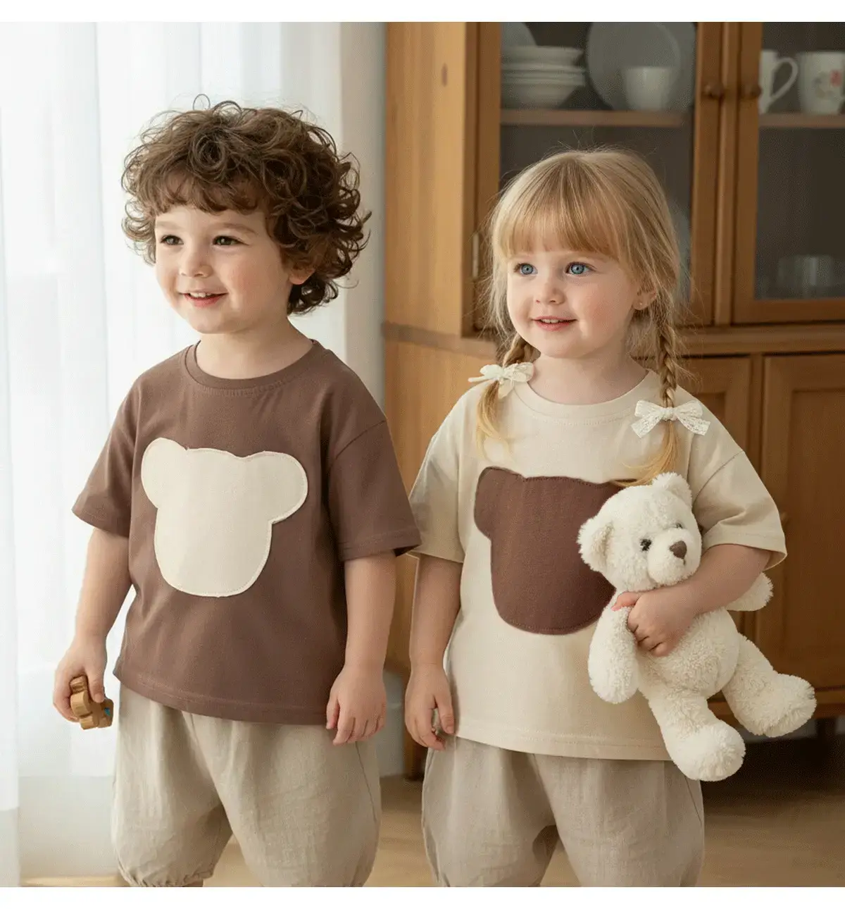 Brown Heart Print Kids T-Shirt Half Sleeve Summer Casual — feature 6