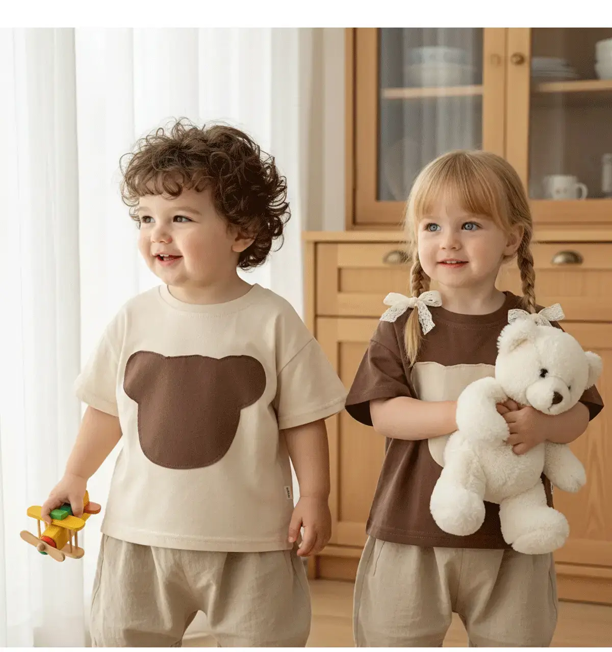 Brown Heart Print Kids T-Shirt Half Sleeve Summer Casual — feature 8
