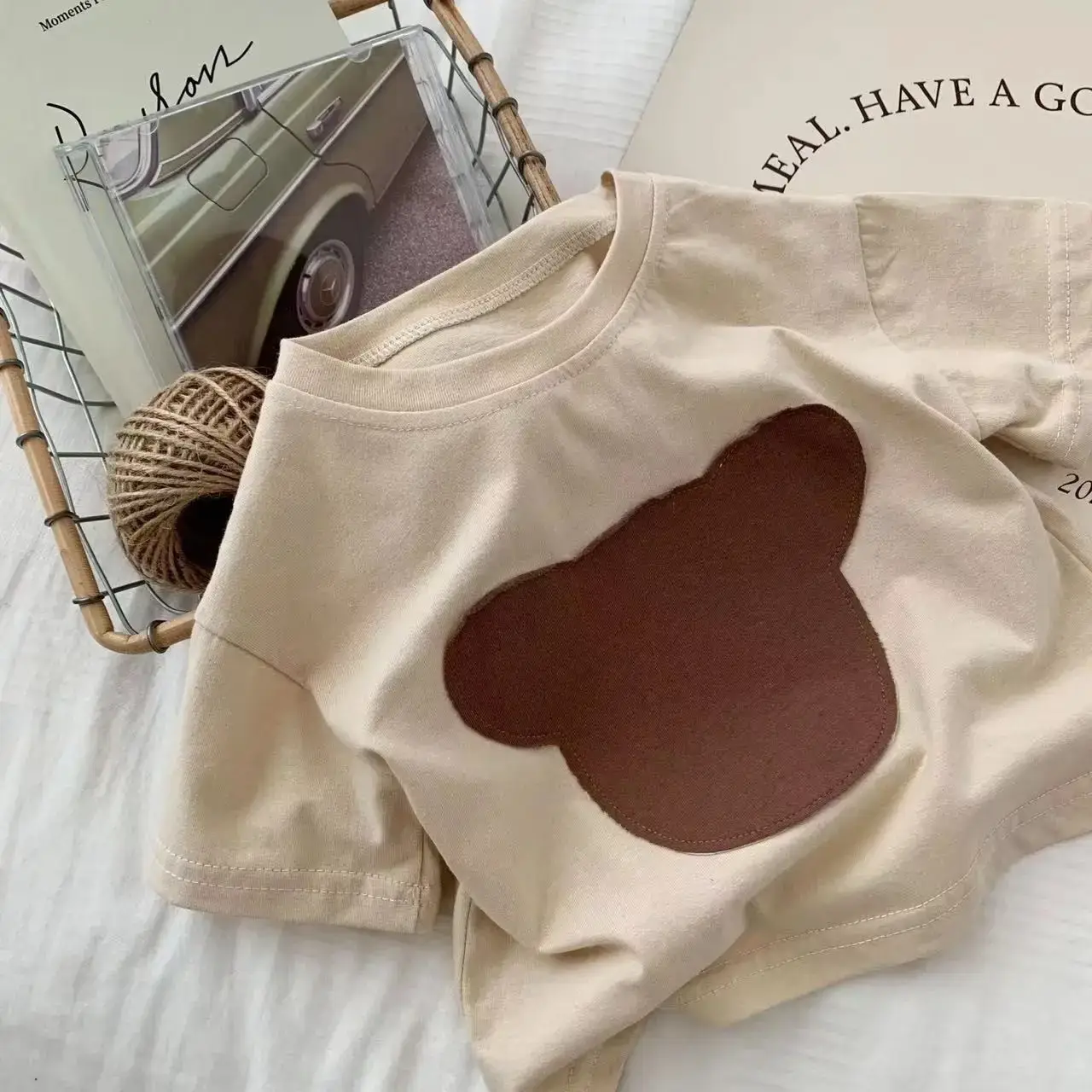 Brown Heart Print Kids T-Shirt Half Sleeve Summer Casual - Image 2