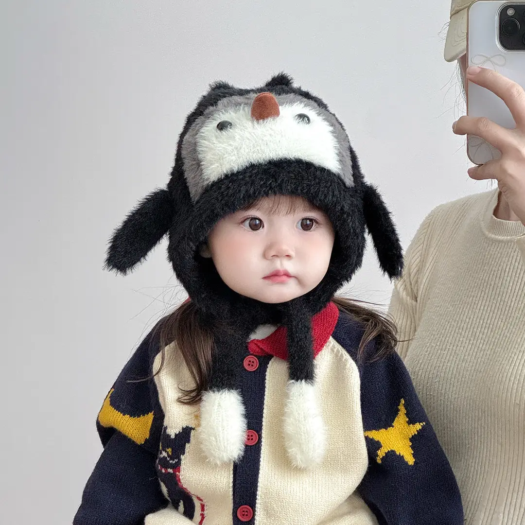 Children's Hats, Winter Hats, Penguin Hats, Thickened Warm Windproof Ear Protection Hats for Boys and Girls, Lei Feng Hats, New Spring and Summer Styles
