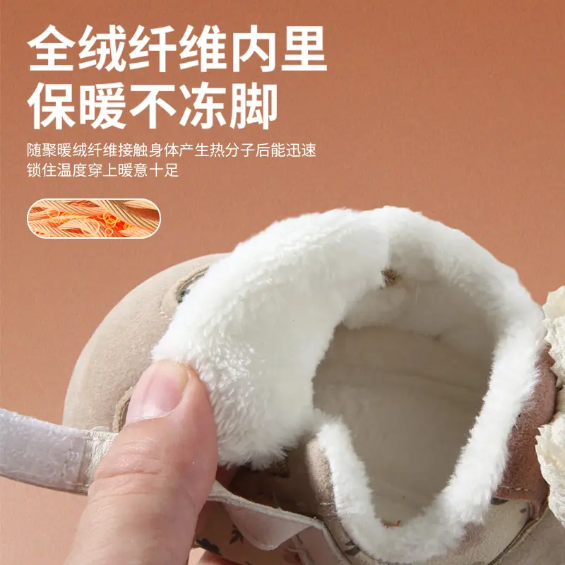 Plush Baby Shoes for Women 0-6-12 Months Soft-Soled Winter Baby Cotton Shoes Princess Toddler Shoes Plush Non-Falling Shoes - Image 6