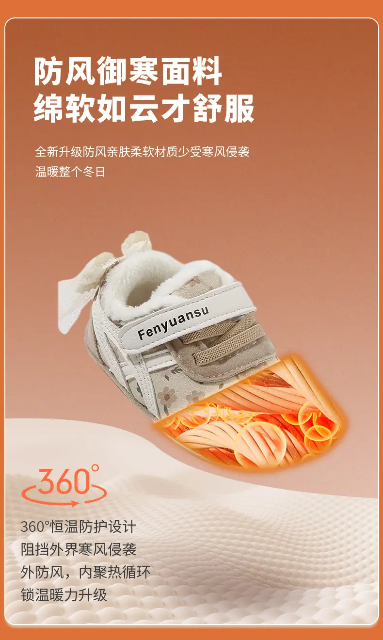 Plush Baby Shoes for Women 0-6-12 Months Soft-Soled Winter Baby Cotton Shoes Princess Toddler Shoes Plush Non-Falling Shoes β feature 16