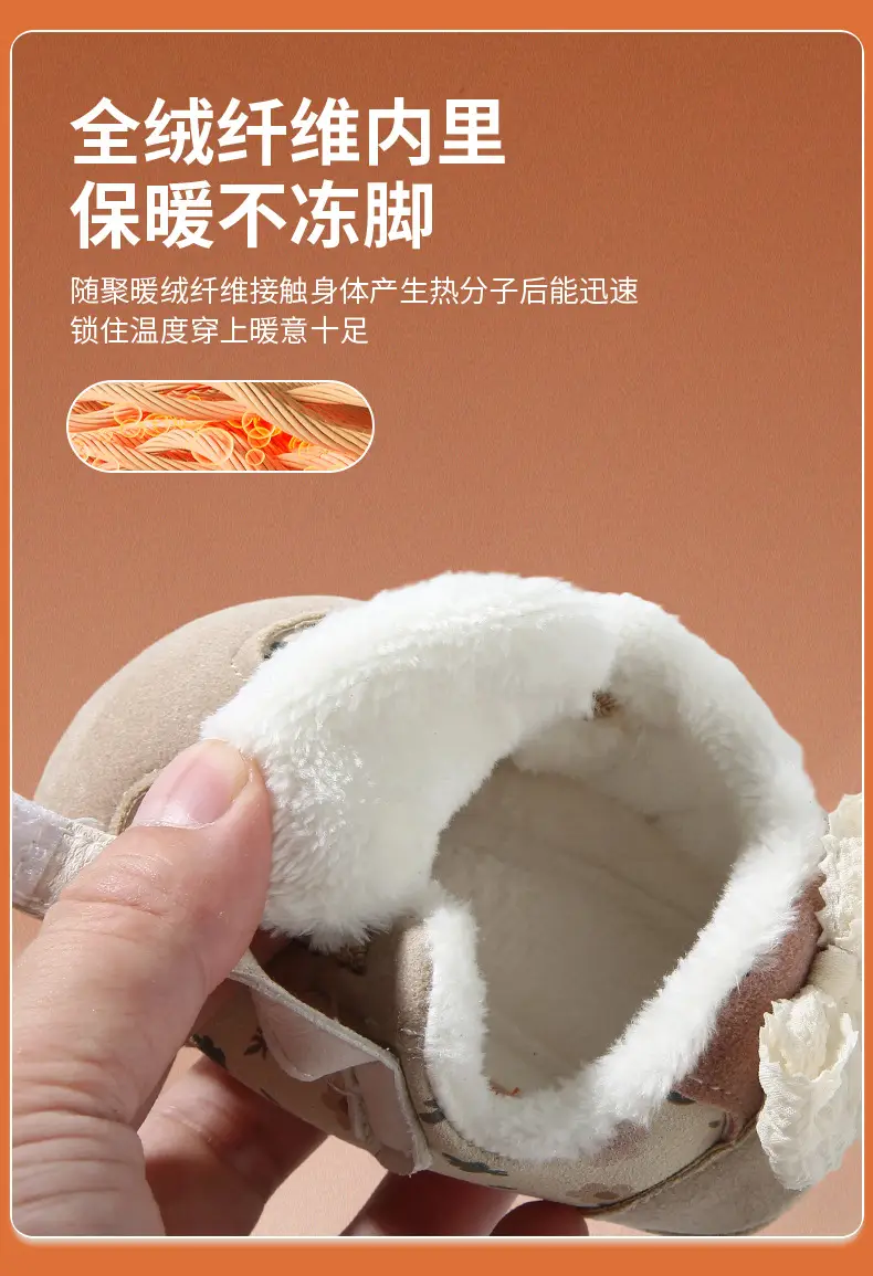 Plush Baby Shoes for Women 0-6-12 Months Soft-Soled Winter Baby Cotton Shoes Princess Toddler Shoes Plush Non-Falling Shoes β feature 19