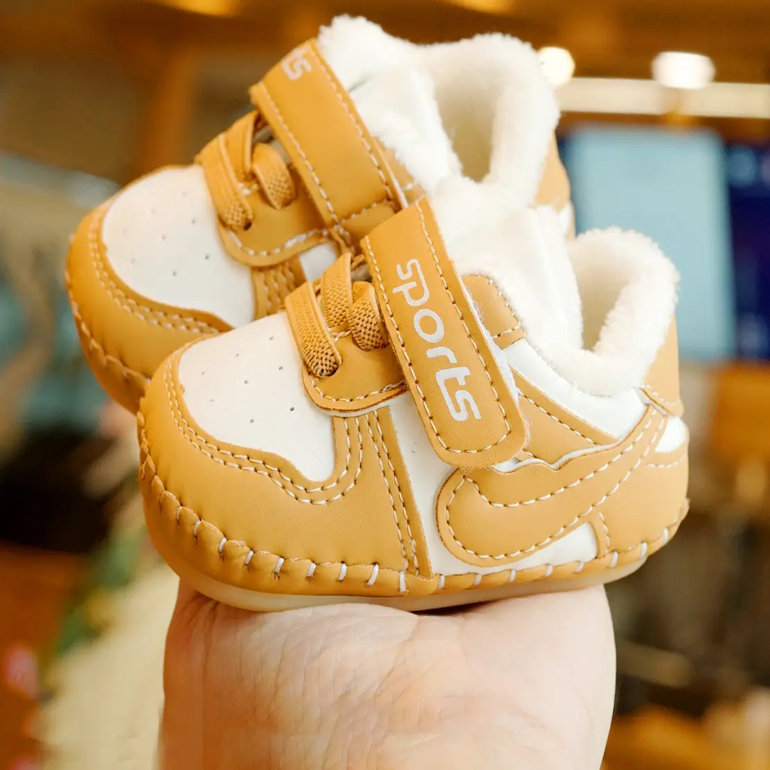 Pink Velvet Toddler Shoes 0-1 Years Soft Sole Winter