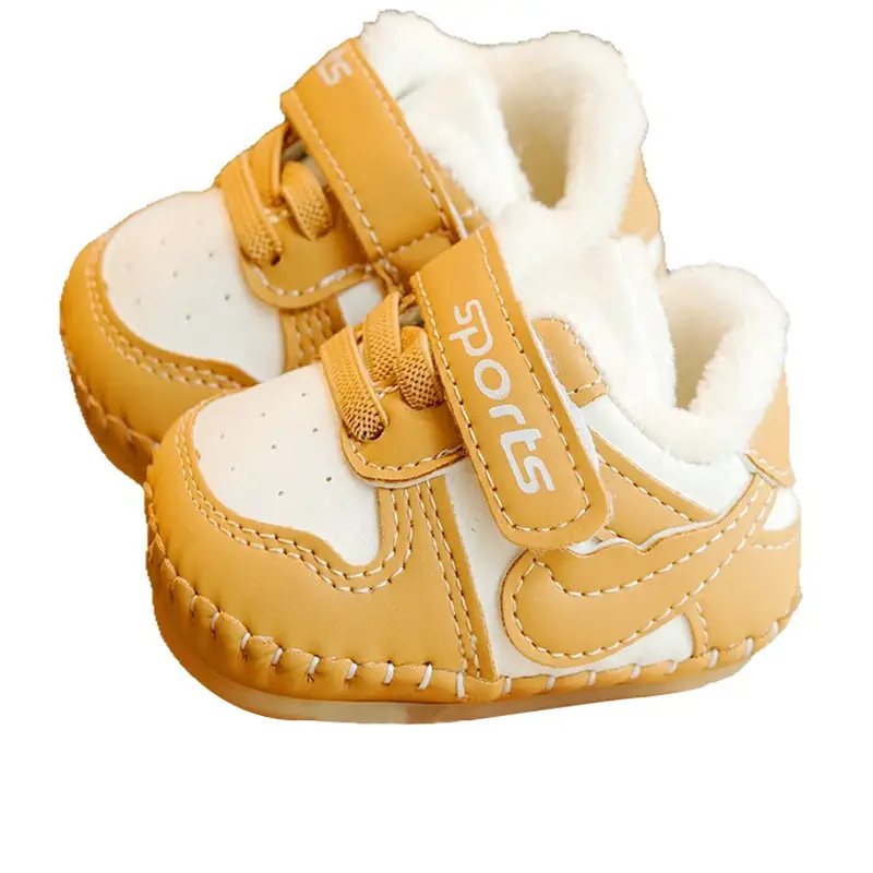 Pink Velvet Toddler Shoes 0-1 Years Soft Sole Winter