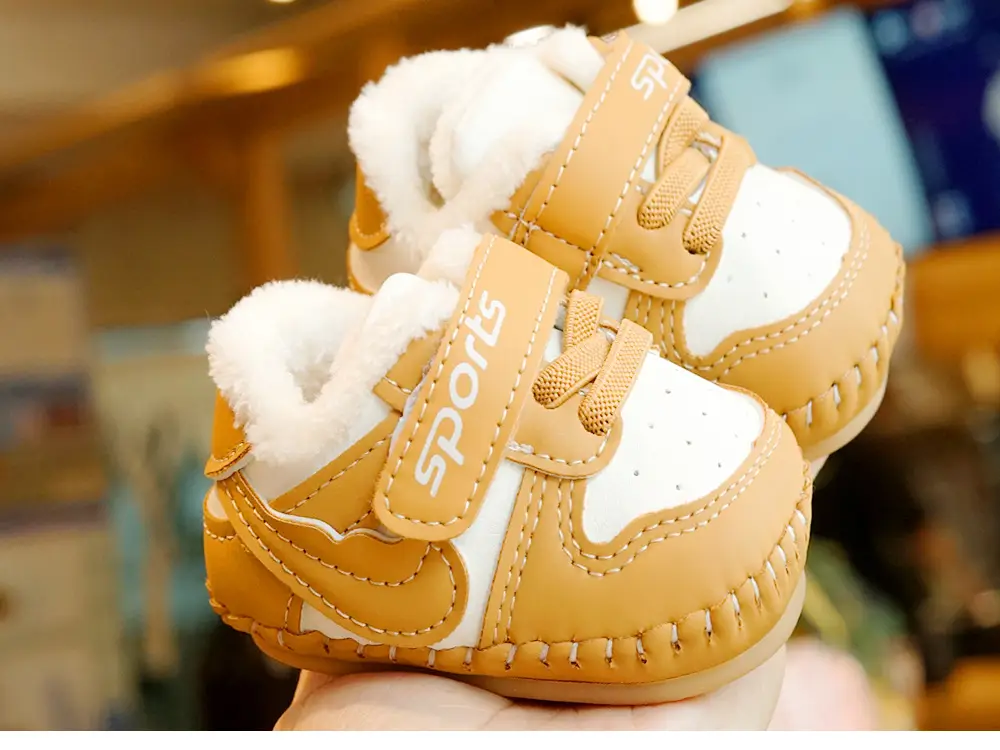 Pink Velvet Toddler Shoes 0-1 Years Soft Sole Winter — feature 4