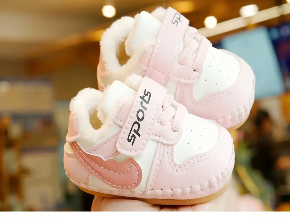 Pink Velvet Toddler Shoes 0-1 Years Soft Sole Winter — feature 6