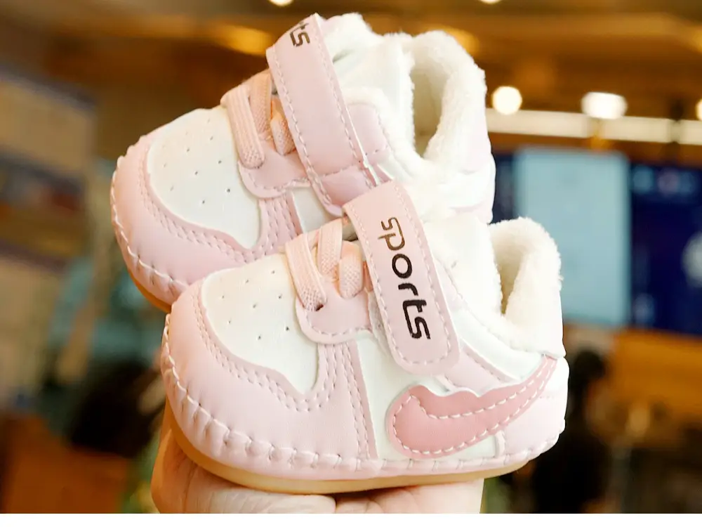 Pink Velvet Toddler Shoes 0-1 Years Soft Sole Winter — feature 7