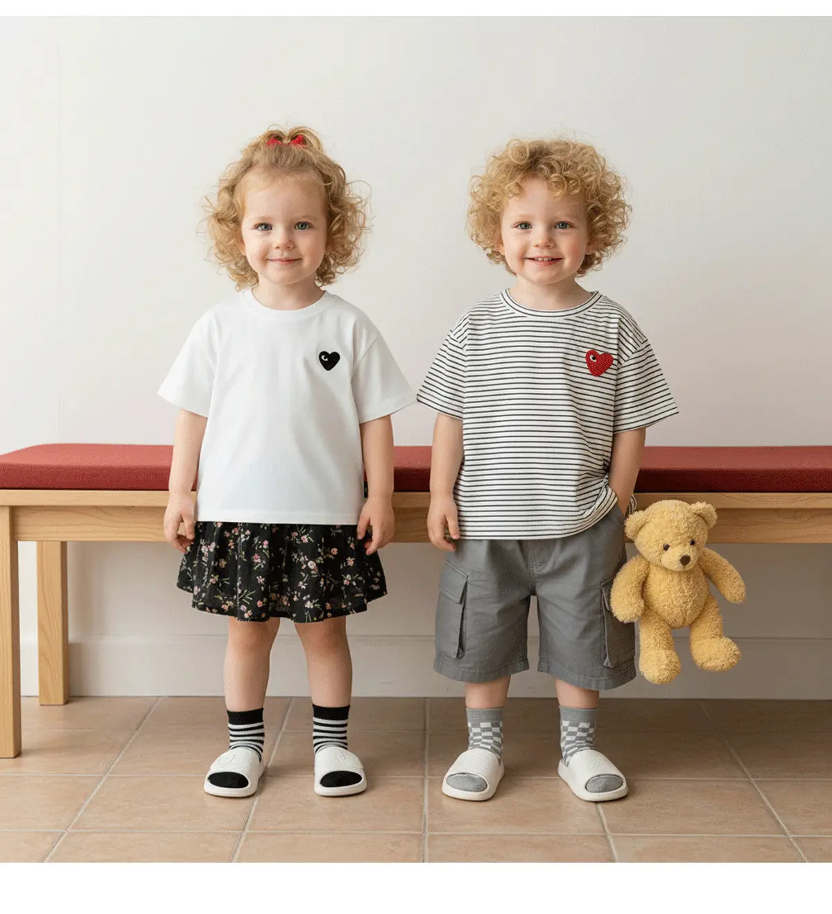 Girls Cotton T-Shirt White Heart Short Sleeve Summer Wear — feature 7
