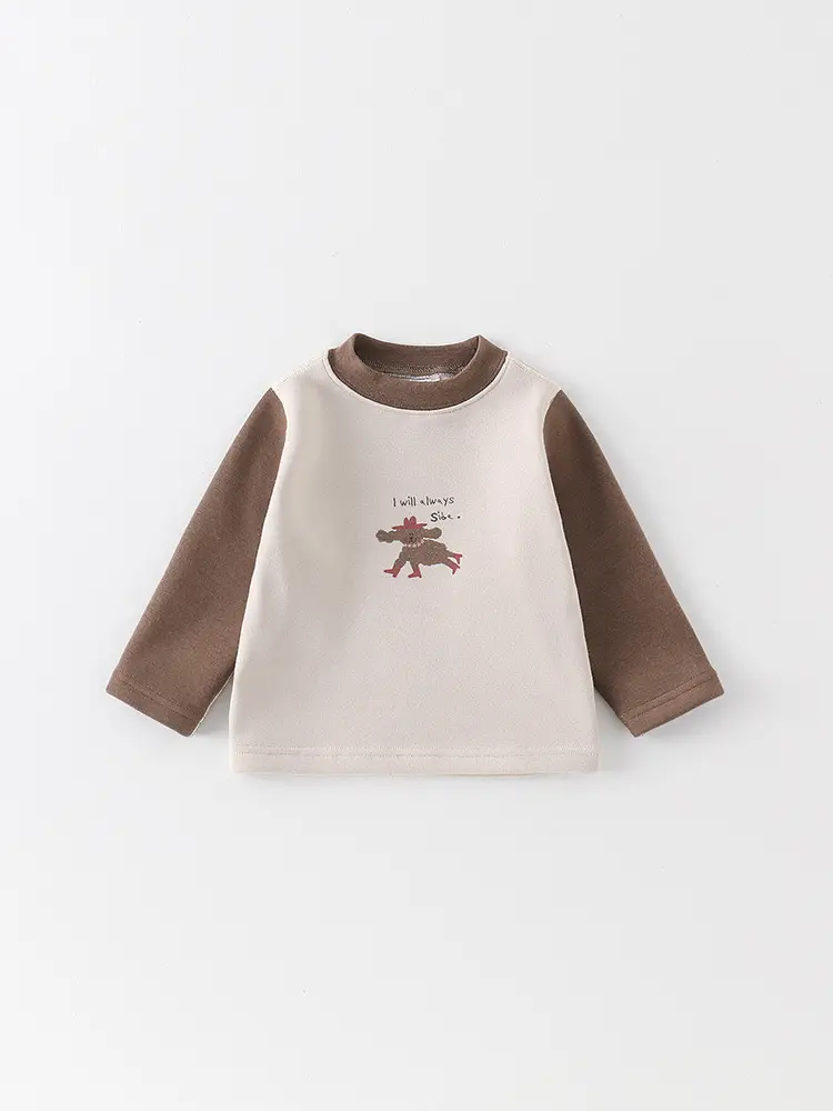 Boys Cotton Fleece Long Sleeve T-Shirt Gray Cartoon Print - Image 5