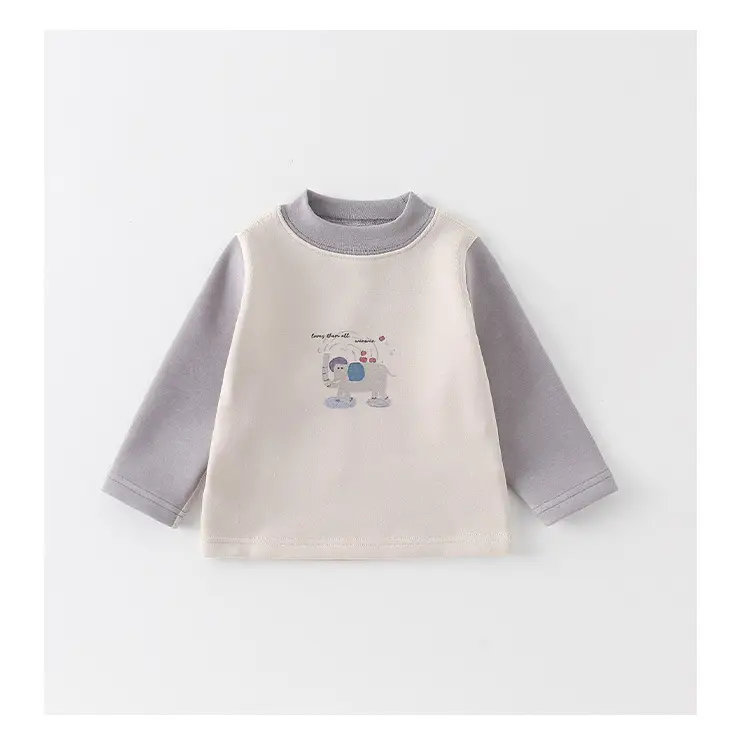 Boys Cotton Fleece Long Sleeve T-Shirt Gray Cartoon Print — feature 11