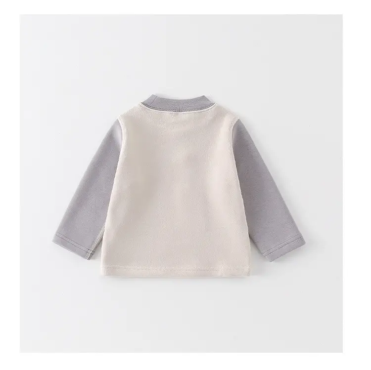 Boys Cotton Fleece Long Sleeve T-Shirt Gray Cartoon Print — feature 13