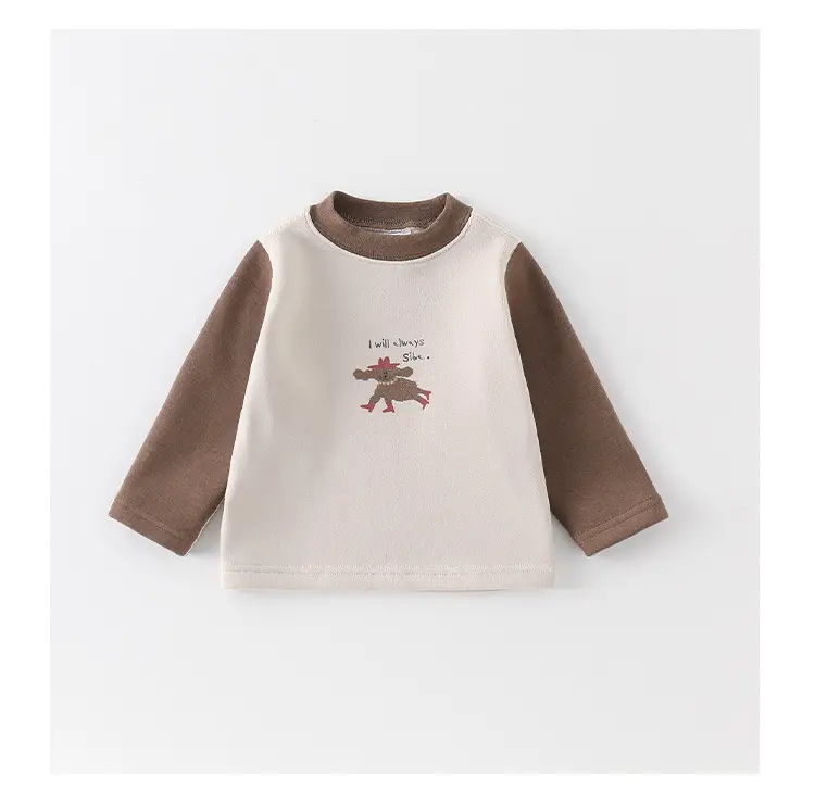 Boys Cotton Fleece Long Sleeve T-Shirt Gray Cartoon Print — feature 15