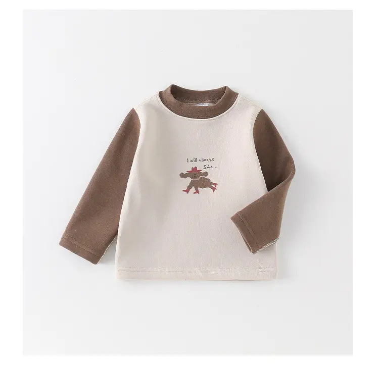 Boys Cotton Fleece Long Sleeve T-Shirt Gray Cartoon Print — feature 16