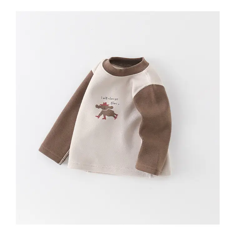 Boys Cotton Fleece Long Sleeve T-Shirt Gray Cartoon Print — feature 17