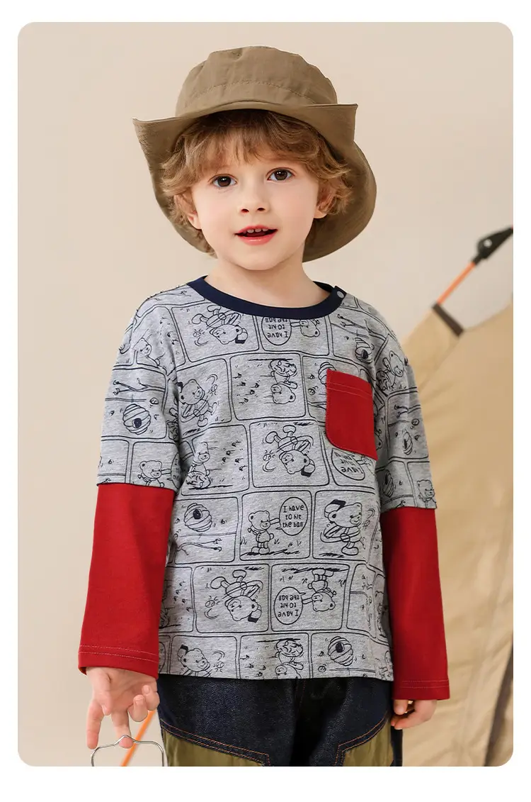 Classic Teddy Boys Boys Cotton Long Sleeve T-Shirt with Antibacterial Design — feature 20