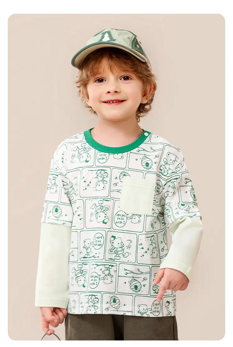 Classic Teddy Boys Boys Cotton Long Sleeve T-Shirt with Antibacterial Design — feature 22