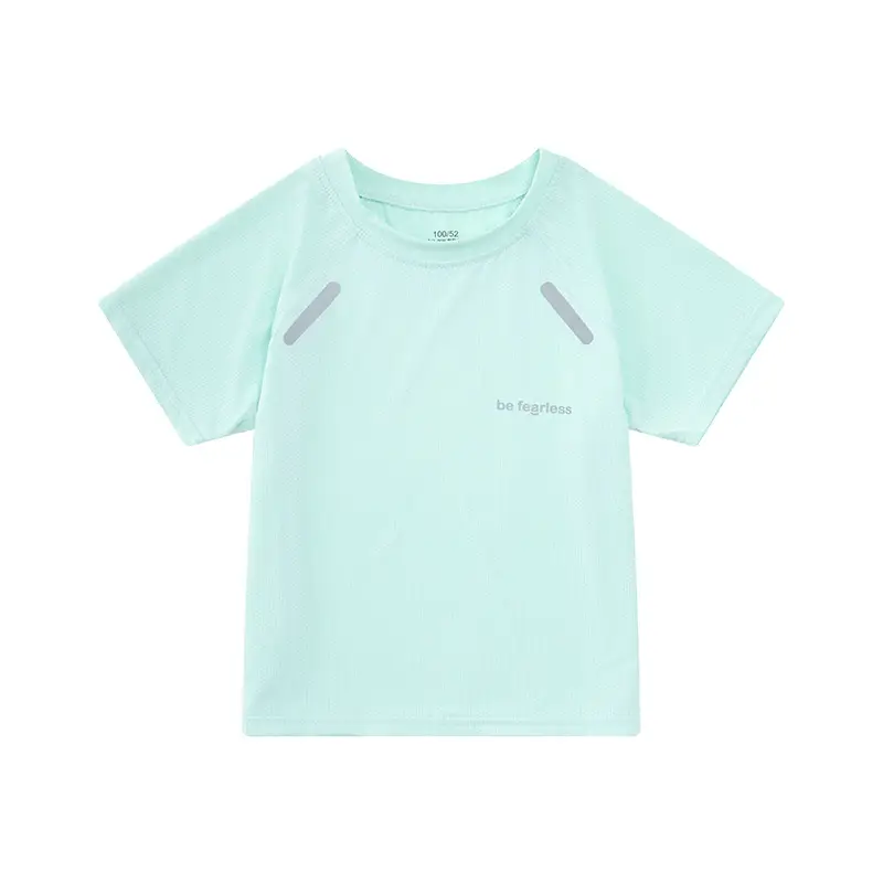 Boys Light Blue T-Shirt Green Print Middle to Large - Image 2