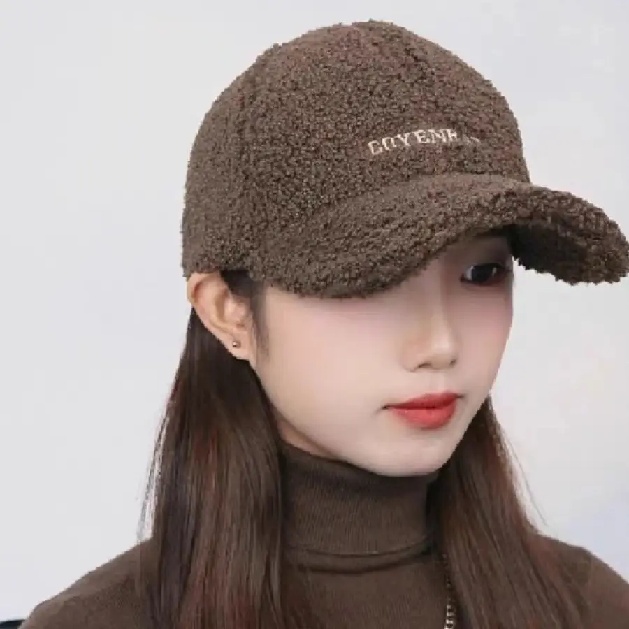 Women's Wool Baseball Cap Winter Warm Brown - Image 8