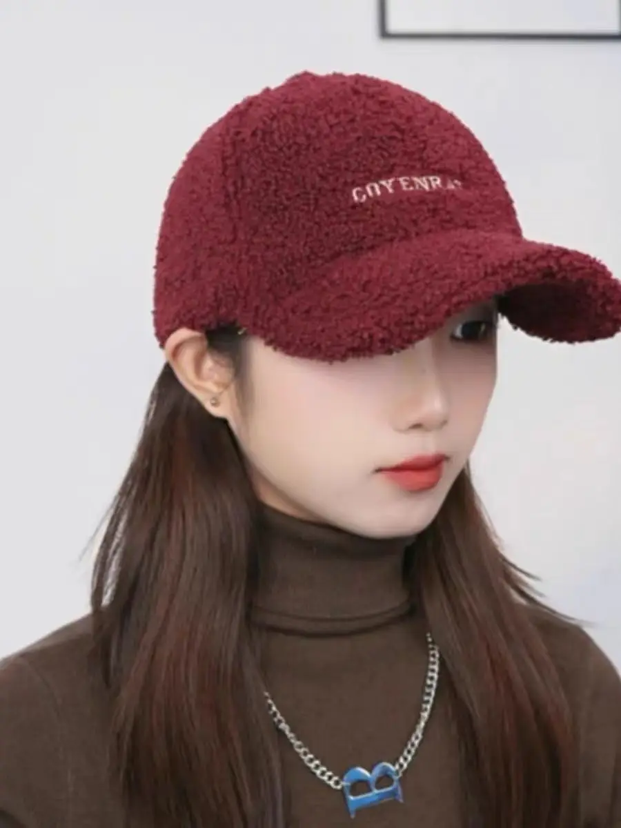 Women's Wool Baseball Cap Winter Warm Brown — feature 2