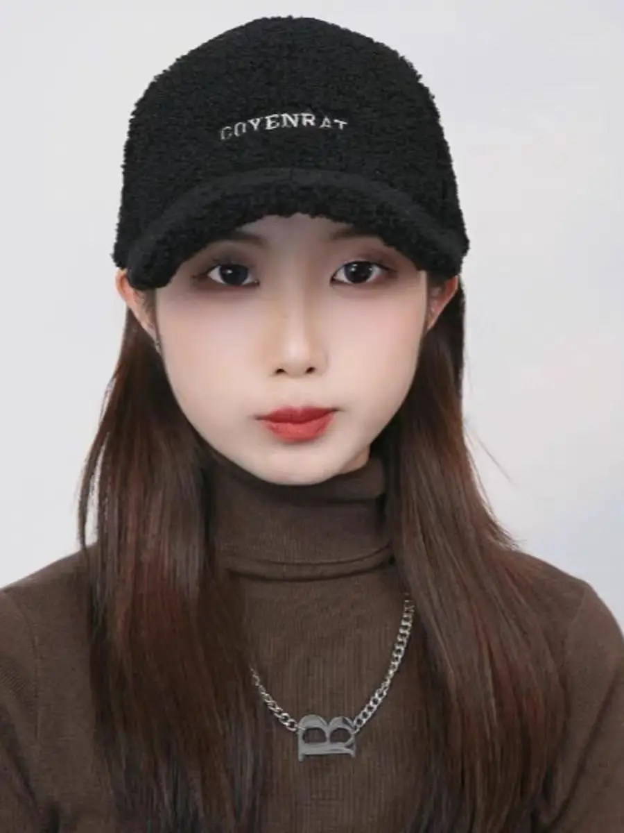 Women's Wool Baseball Cap Winter Warm Brown — feature 3