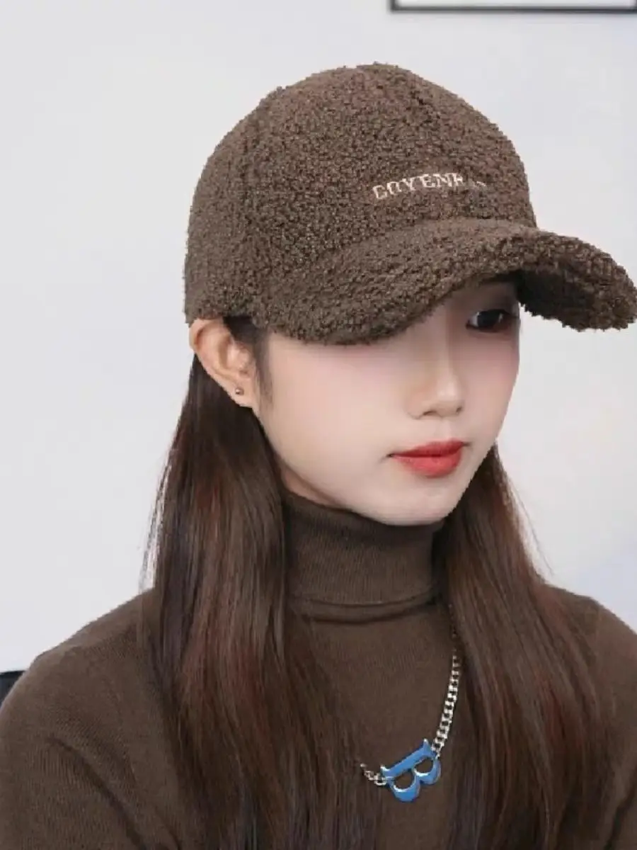 Women's Wool Baseball Cap Winter Warm Brown — feature 6