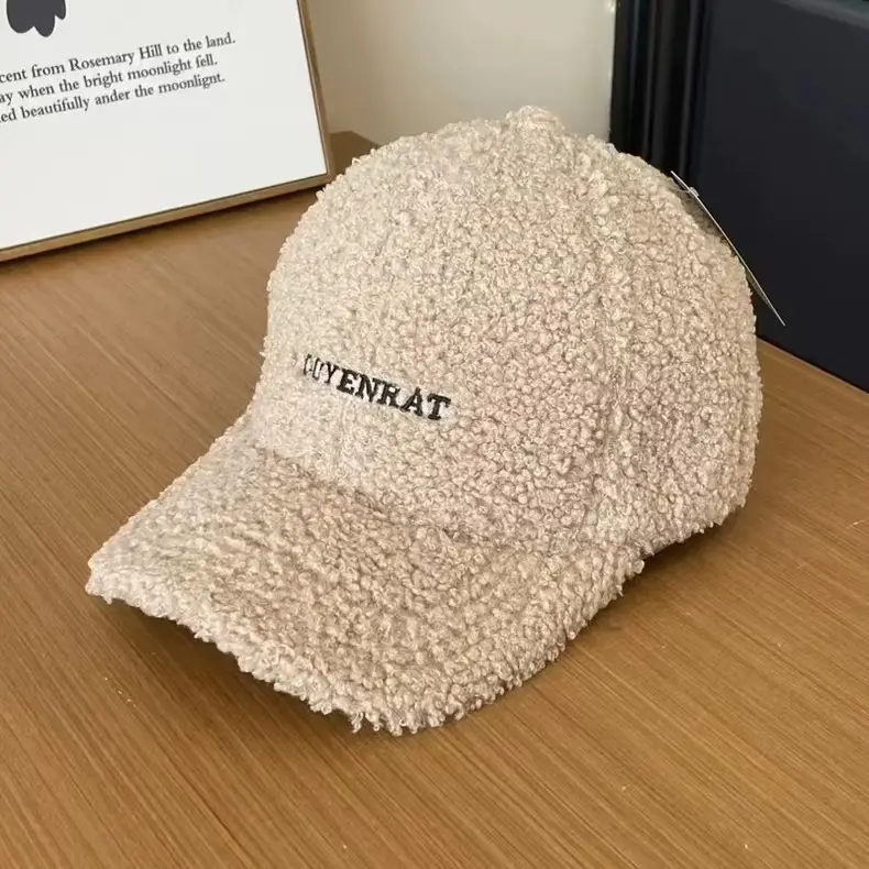Women's Wool Baseball Cap Winter Warm Brown — feature 7