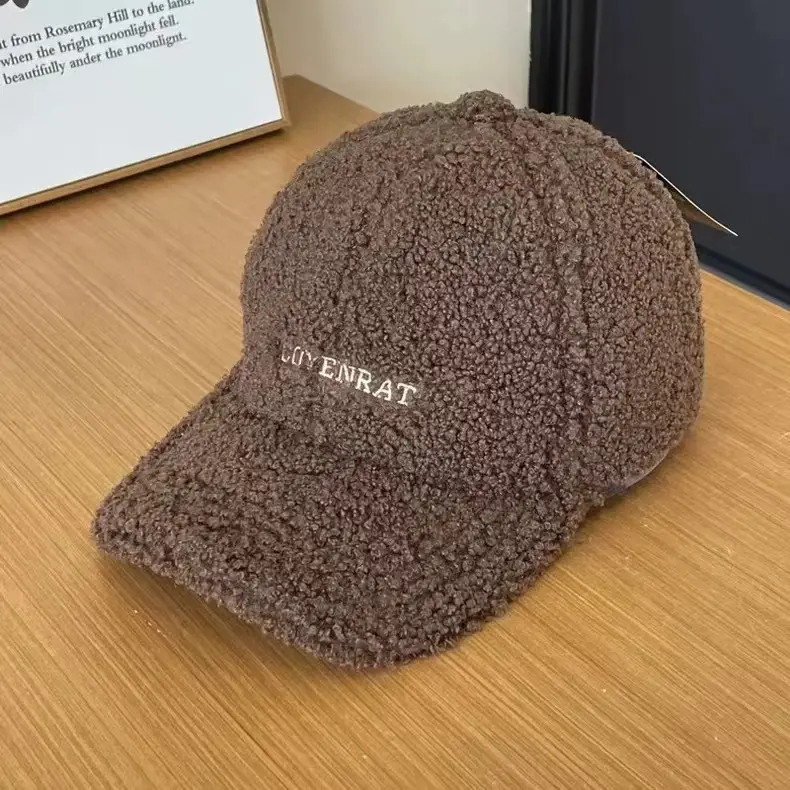 Women's Wool Baseball Cap Winter Warm Brown — feature 9