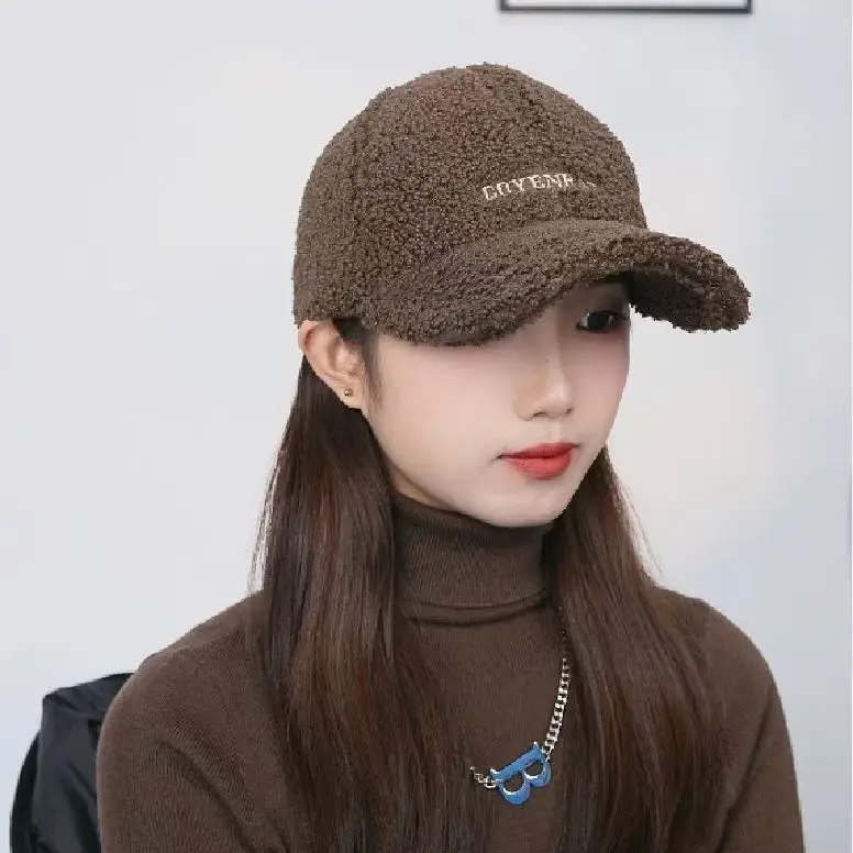 Women's Wool Baseball Cap Winter Warm Brown - Image 3