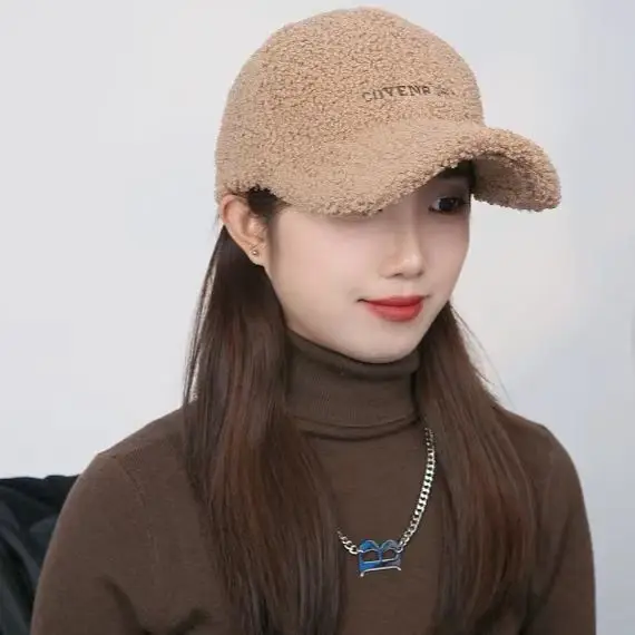 Women's Wool Baseball Cap Winter Warm Brown - Image 4