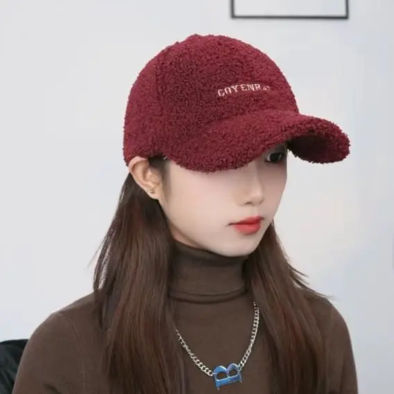 Women's Wool Baseball Cap Winter Warm Brown - Image 5