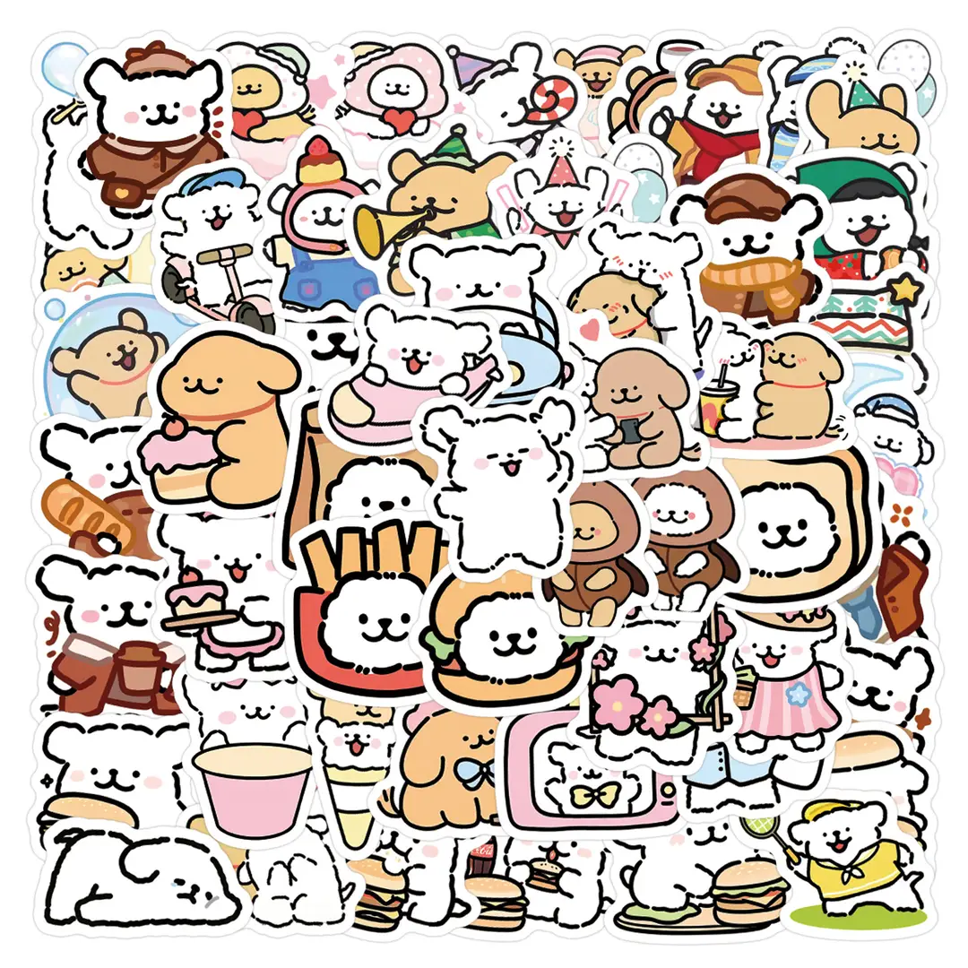 100 Cartoon Maltese Line Puppy Stickers for Handbook Decoration DIY Stationery Mobile Phone Notebook Stickers