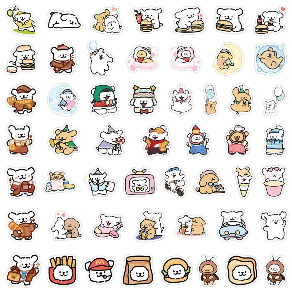 100 Cartoon Maltese Line Puppy Stickers for Handbook Decoration DIY Stationery Mobile Phone Notebook Stickers