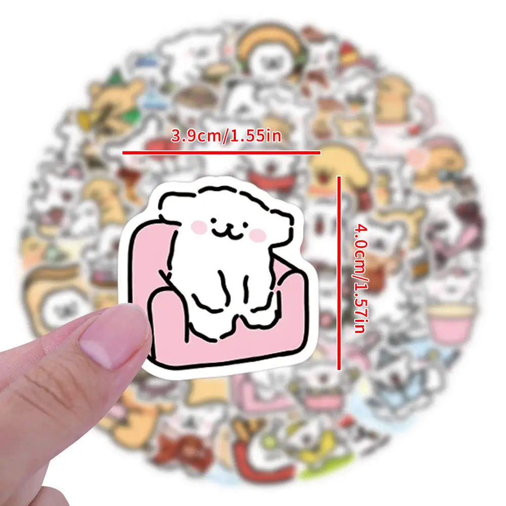 100 Cartoon Maltese Line Puppy Stickers for Handbook Decoration DIY Stationery Mobile Phone Notebook Stickers — feature 5