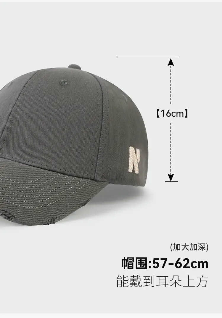 American Retro Sunshade Cap with Side Letter Embroidery — feature 4