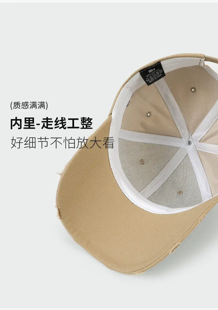 American Retro Sunshade Cap with Side Letter Embroidery — feature 6
