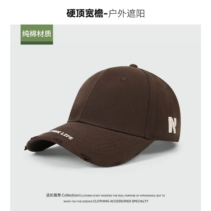 American Retro Sunshade Cap with Side Letter Embroidery - Image 2