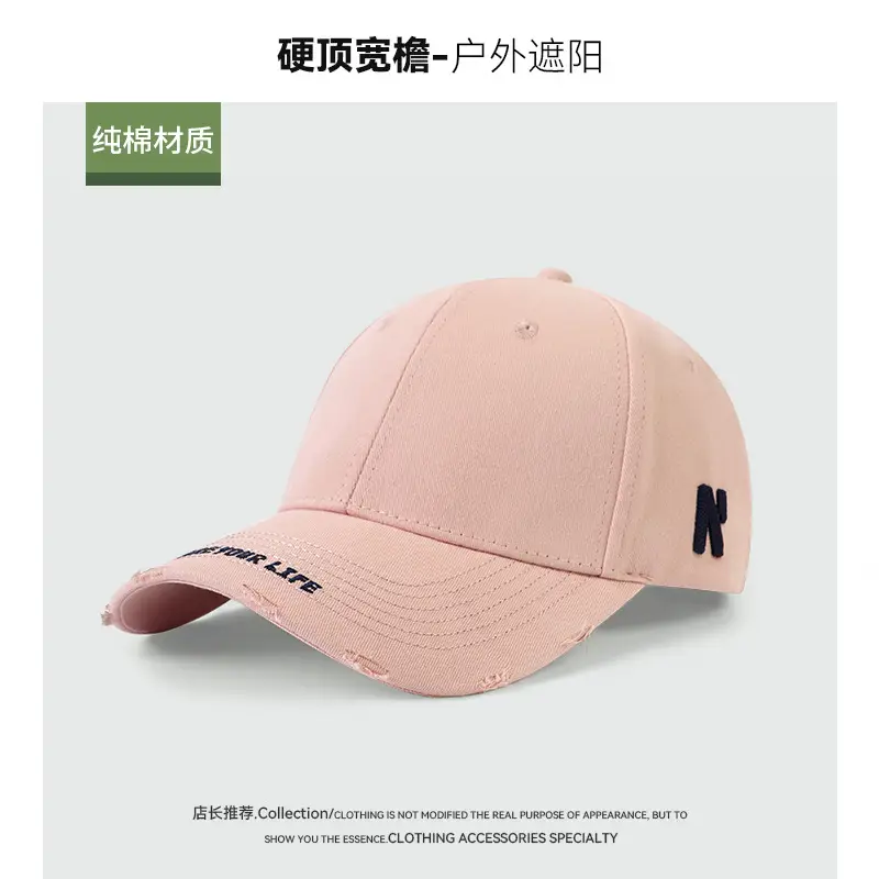 American Retro Sunshade Cap with Side Letter Embroidery - Image 4