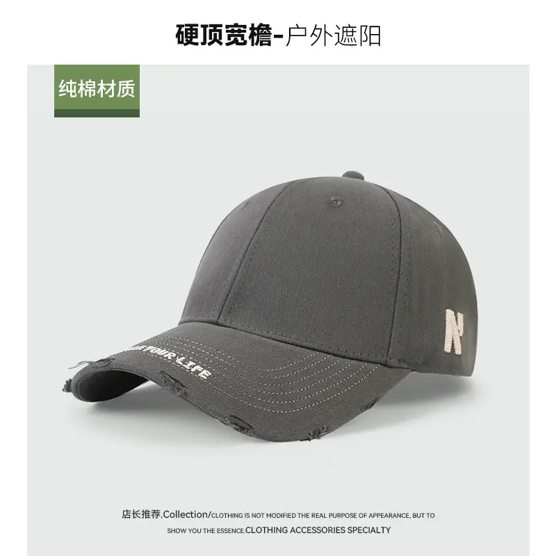 American Retro Sunshade Cap with Side Letter Embroidery - Image 5