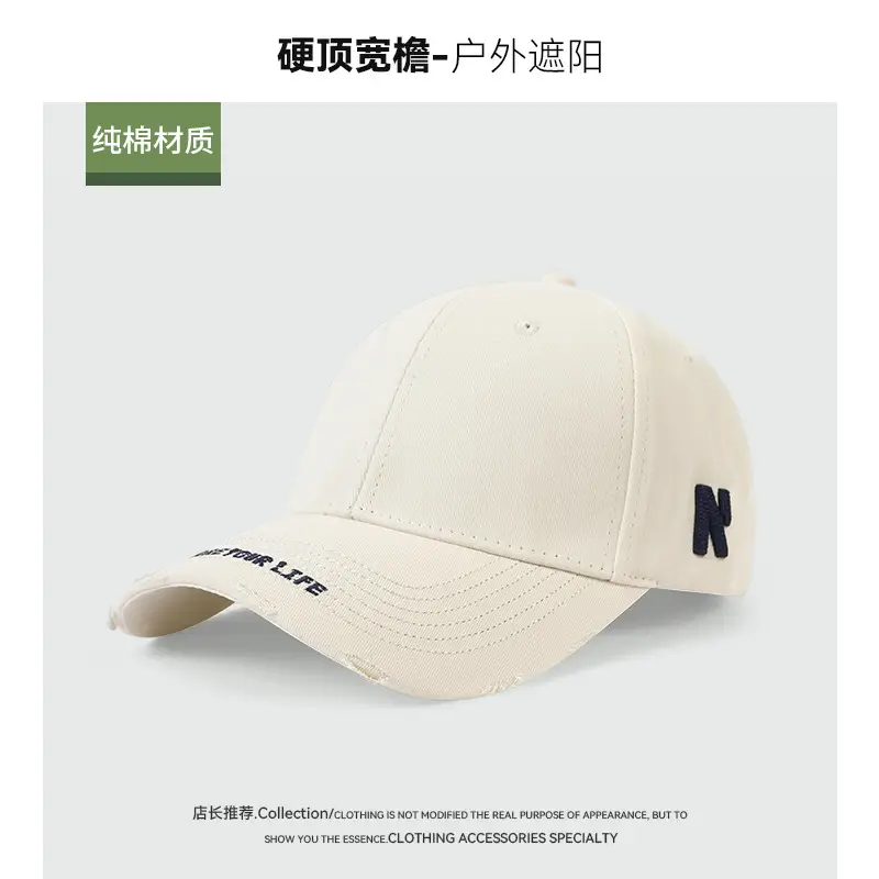 American Retro Sunshade Cap with Side Letter Embroidery - Image 6
