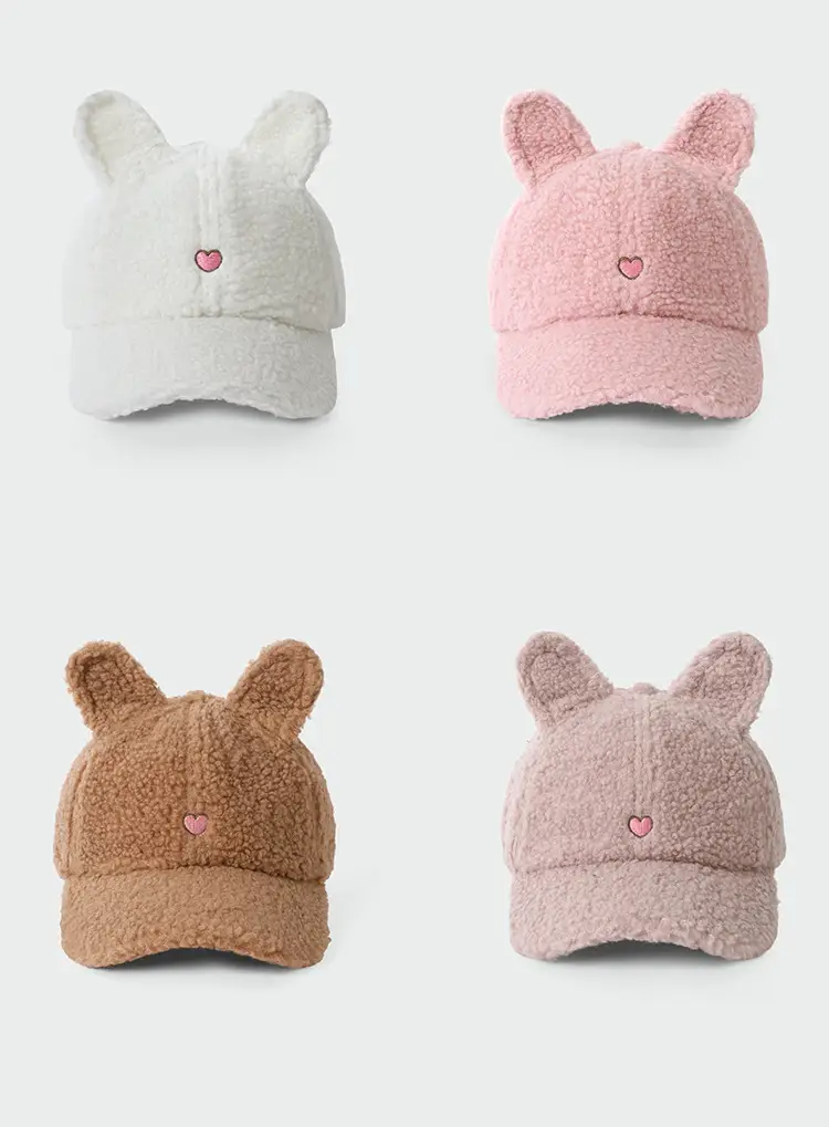 Pink Rabbit Ear Fleece Cap for Girls Winter Warm — feature 11