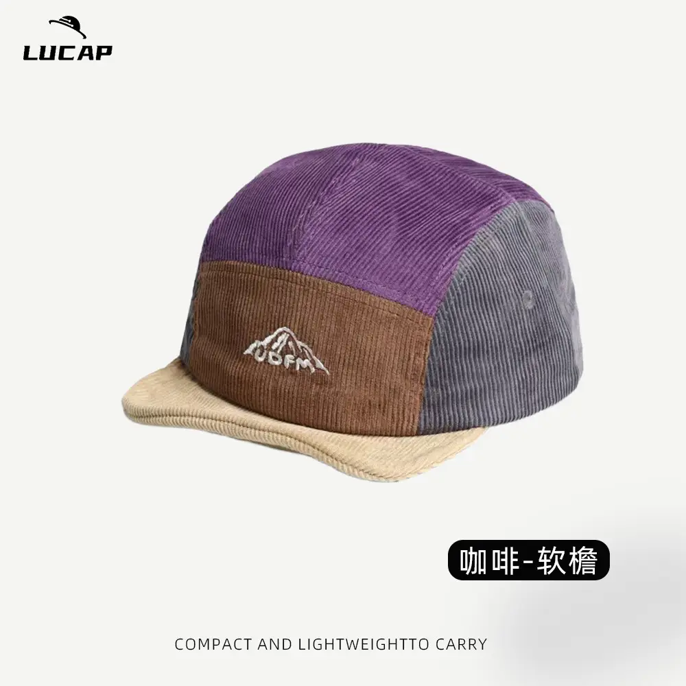 Japanese Retro Cap Blue Brown Short Brim Baseball - Image 5