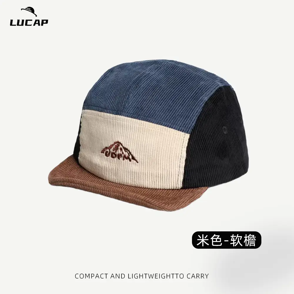 Japanese Retro Cap Blue Brown Short Brim Baseball - Image 9