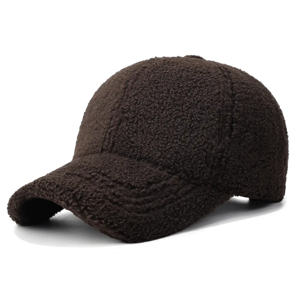 Winter Wool Fleece Baseball Cap Brown Thick Warm