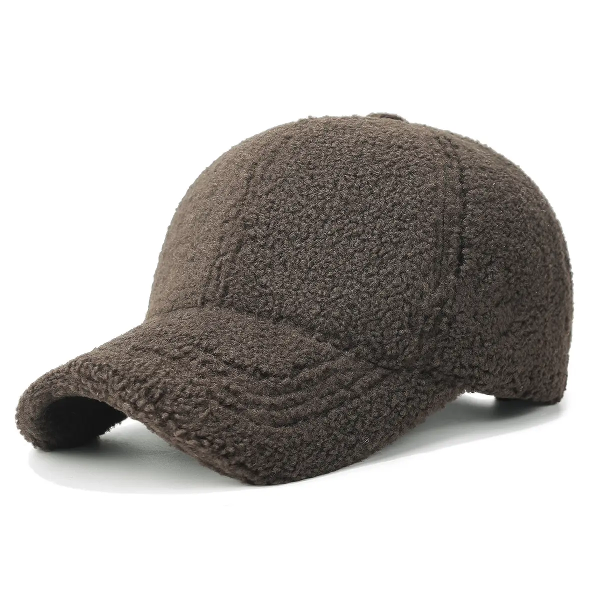 Winter Wool Fleece Baseball Cap Brown Thick Warm