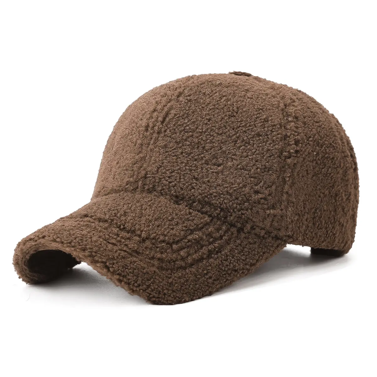 Winter Wool Fleece Baseball Cap Brown Thick Warm
