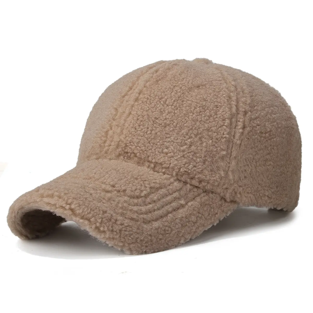 Winter Wool Fleece Baseball Cap Brown Thick Warm